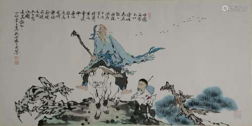 CHINESE INK AND COLOR PAINTING OF SCHOLAR, FAN CEN