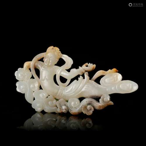 CHINESE WHITE JADE CARVED IMMORTAL PENDANT