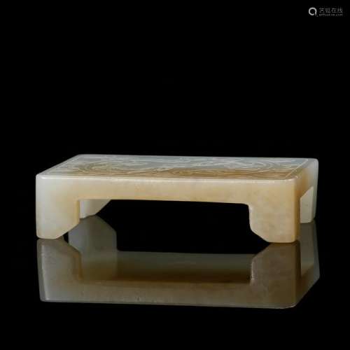 CHINESE WHITE JADE CARVED CHILONG INK REST