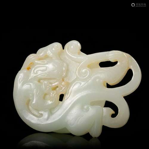 CHINESE WHITE JADE CHILONG PENDANT