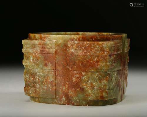 CHINESE CELADON JADE CONG