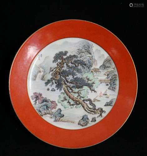 CHINESE FAMILLE ROSE PORCELAIN PLATE