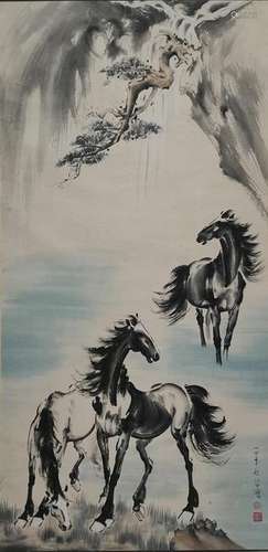 CHINESE PAINTING OF HORSES, XU BEIHONG