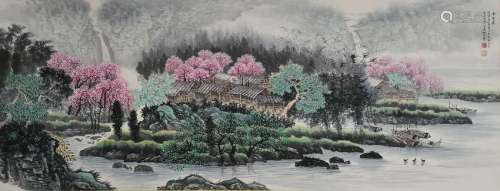 CHINESE INK AND COLOR LANDSCAPE PAINTING, SONG WEN