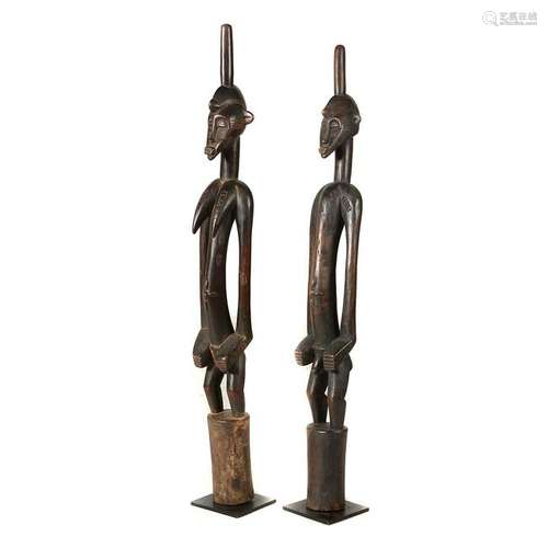 Pair of African Carved Wood Rhythm Pounder Figures,