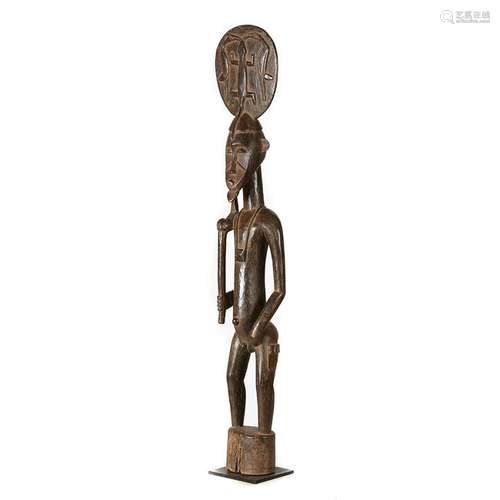 African Carved Wood Male Rhythm Pounder, Senufo.