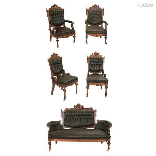 American Renaissance Revival Mahogany Furniture Suite.