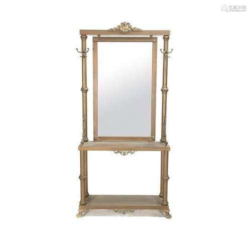 Victorian Style Brass Hall Stand with Beveled Glass