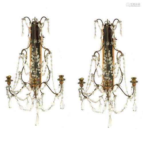 Pair of Italian Neoclassical Style Three Light Sconces