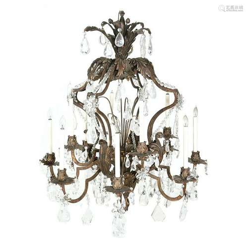 Italian Baroque Style Patinated Gilt Iron and Rock