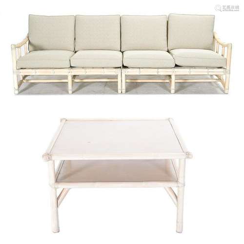 McGuire Furniture Suite; Two Bamboo/Rattan Lounges and