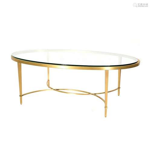 Modern Gilt-Metal Oval Coffee Table.