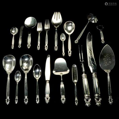 Georg Jensen Sterling Silver Acorn Pattern Flatware