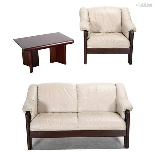 Ekornes Teak Sofa, Armchair, and Occasional Table,