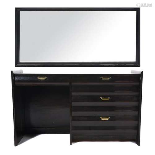 Mid-Century Modern Brown-Saltman Desk with Mirror.