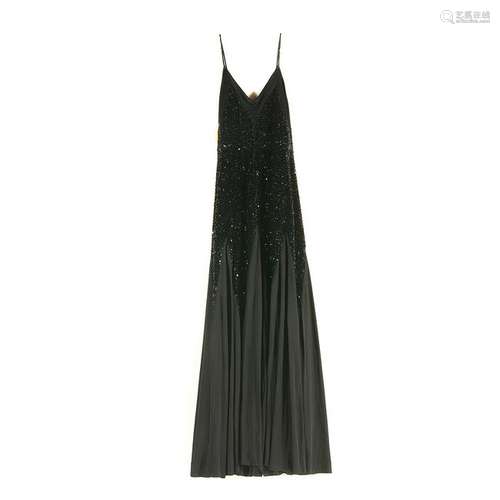 Henri Ravoux Black Jersey Gown with Sequins.