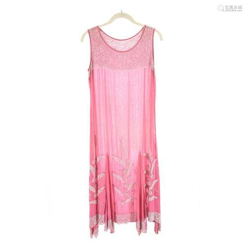 Beaded Pink Chiffon Dress.