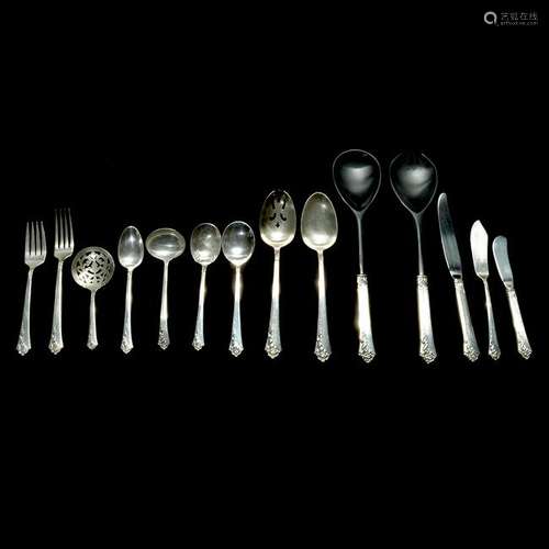 Set of Heirloom Sterling Silver Damask Rose Pattern