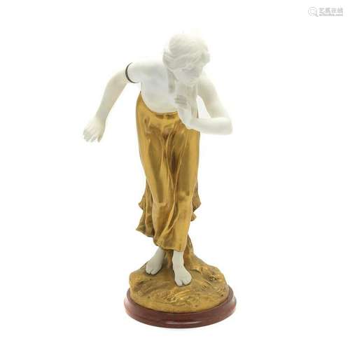 Martin GËtze 'Die Stille' Alabaster and Gilt Bronze