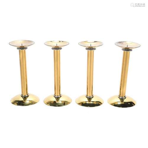 Modern Set of Brass Candlesticks.