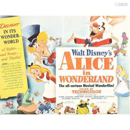 Alice in Wonderland (RKO, 1951). Half Sheet Style A