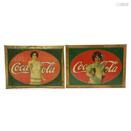 Two Coca-Cola Embossed Tin Hanging Signs