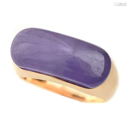 Men's Lavender Jade, 14k Yellow Gold Ring.