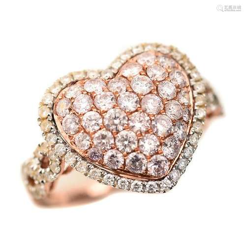 Diamond, 14k Rose Gold Heart Ring.