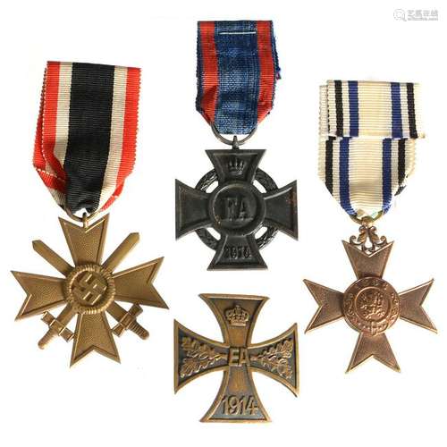 Lot of Four German World War I and World War II Medals