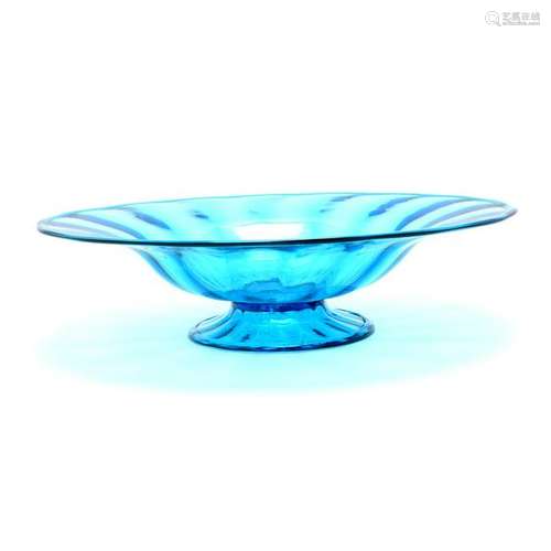 Steuben Carder Celeste Blue Glass Bowl.