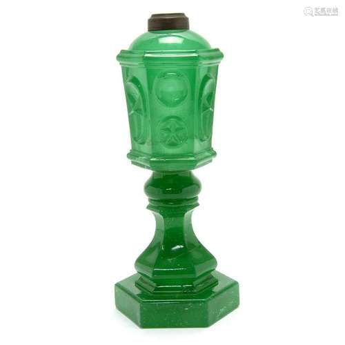 Jade Green Pressed Glass Star and Punty Pattern Fluid