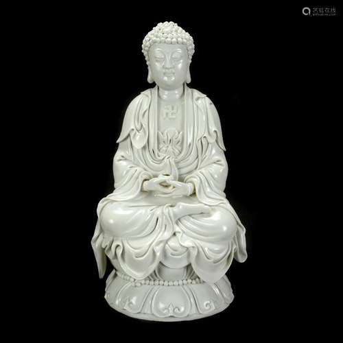 Chinese Dehua Figure of  Buddha Seated with Alms Bowl