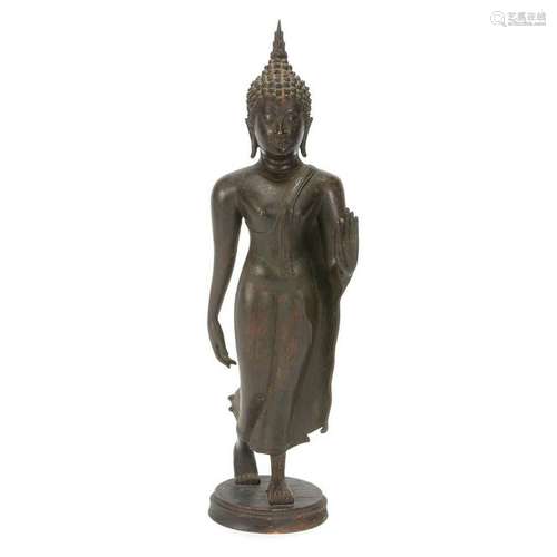 Thai Bronze Walking Buddha