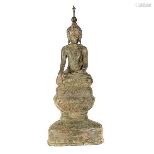 Cambodian Bronze Seated Buddha