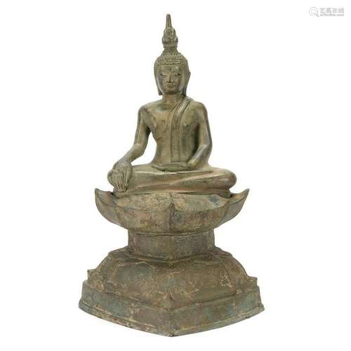 Cambodian Bronze Seated Buddha