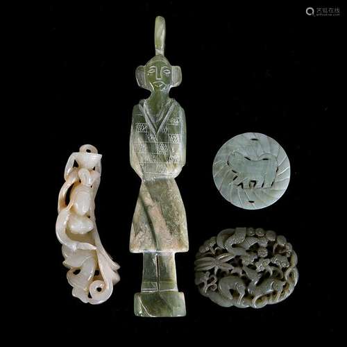 Lot of Four Jade and Hardstone Carving