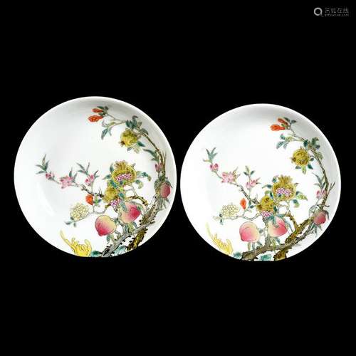 Two Small Chinese Famille Rose Plates