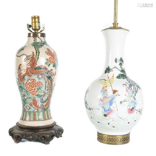 Chinese Famille Rose Vases Converted Lamps