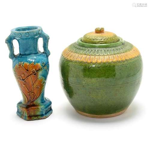 Chinese Fa Hua Pottery Jar and Vase