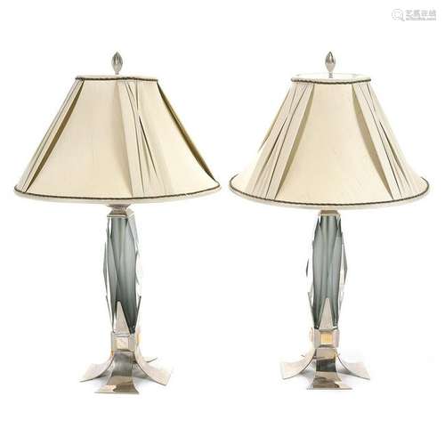 Pair of Contemporary Glass Table Lamps.