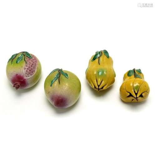 Four Chinese Pottery of Fruits