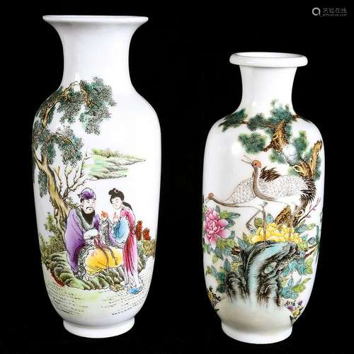 Two Chinese Famille Rose Vases