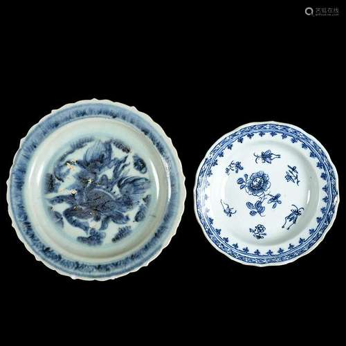 Two Chinese Blue and White Dishes