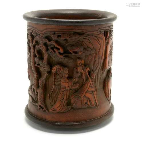 Chinese Bamboo Carved Brush Pot