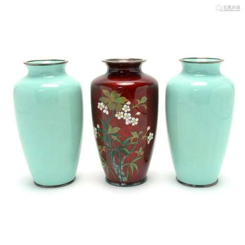 Three Japanese Cloisonne Vases