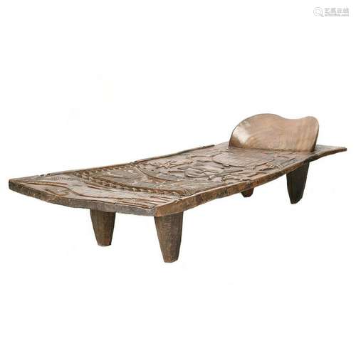 Impressive African Carved Wood Ceremonial Bed, Senufo.