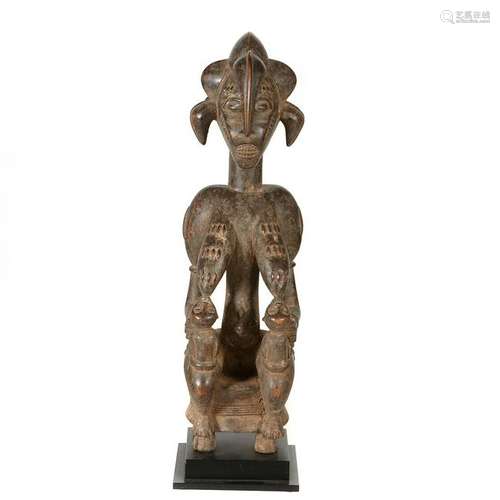 African Carved Wood Maternity Figure, Senufo.