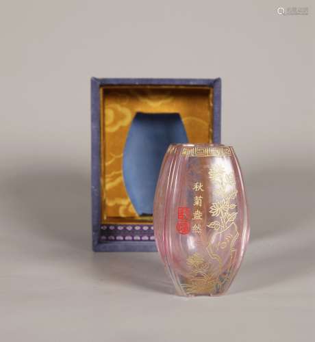 A Chinese Carved Peking Glass Vase