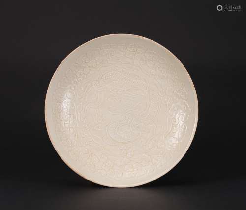 A Chinese Ding-Type Glazed Porcelain Plate
