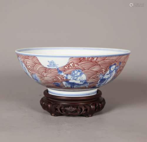 A Chinese Iron-Red Blue and White Porcelain Bowl